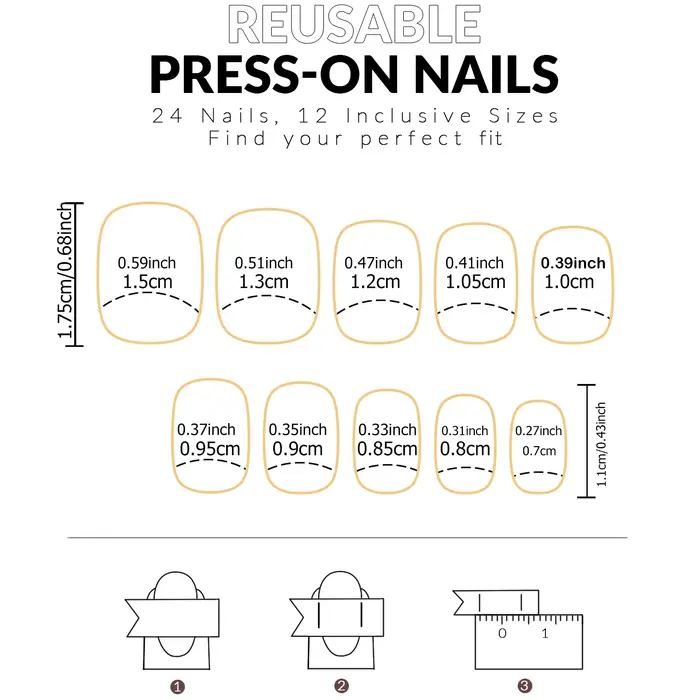 Faux ongles français carrés mi-longs