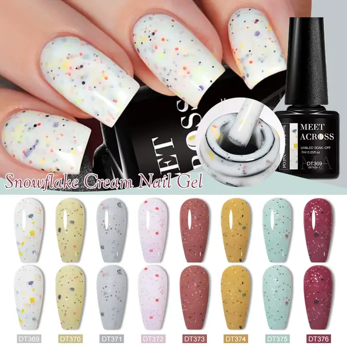8pc flocon de neige couleur crème Gel vernis ensemble crème blanc rose paillettes Semi Permanent UV 
