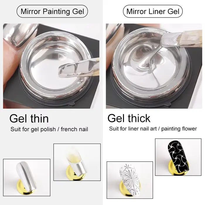 AS 5ml argent métallique peinture Liner Gel vernis Super brillant miroir Gel vernis à ongles lignes 