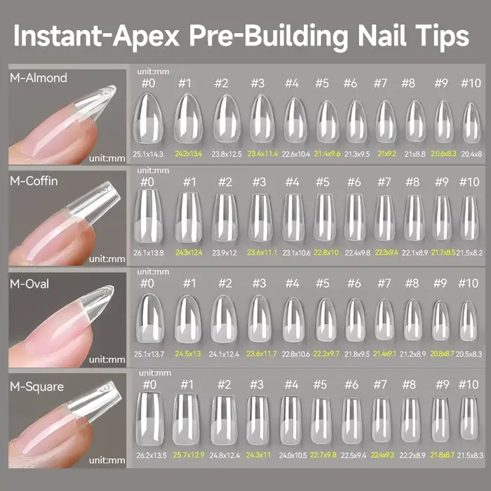 UR SUGAR 320PCS Almond Instant-Apex – Capsules d'ongles préformées semi-mates à couverture complète en acrylique pour manucure professionnelle et DIY à domicile