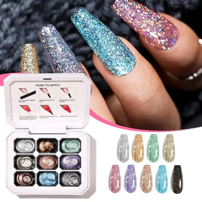 Vernis à ongles dégradé uni 9 couleurs à haute saturation, gel pour manucure française, adapté aux techniciennes en ongles et aux débutants.