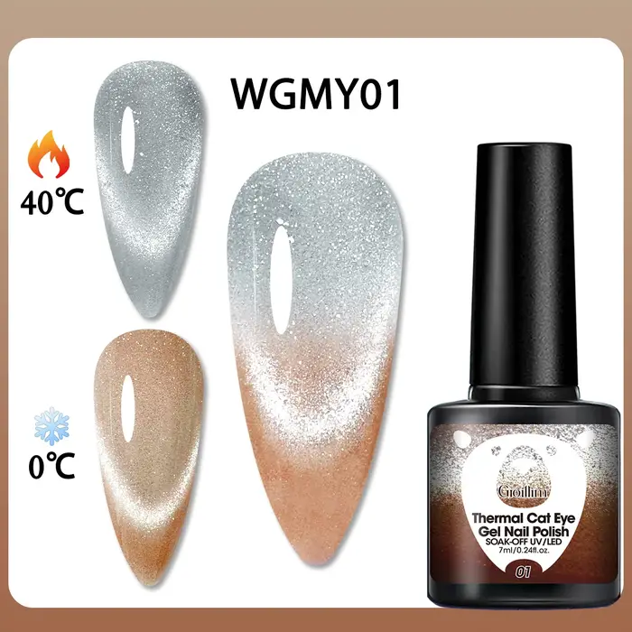 Une bouteille de vernis à ongles gel à couleur changeante et sensible à la chaleur