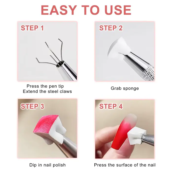 LINMANDA Éponges à ongles pour éponge d'art d'ongle ombrée avec pince en métal Brosse à ongles Rangement et boîte pour manucure de conception d'art d'ongle bricolage