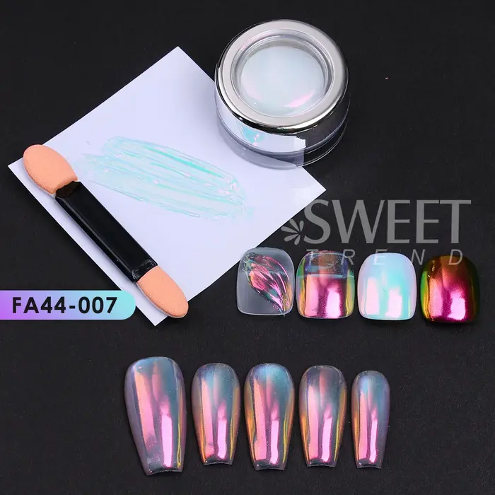 0.3g Iridescent Aurora miroir ongles paillettes Pigment licorne Chrome frotter la poussière arc-en-ciel fée scintillant haute qualité manucure poudre