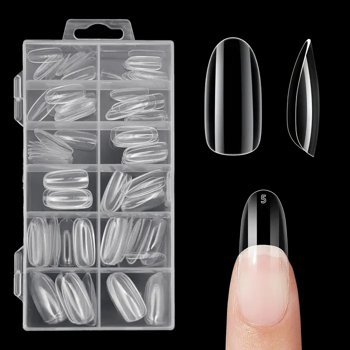 120 pièces ensemble de pointes d'ongles claires cercueil amande mince Stiletto ovale carré et plus de formes couverture complète acrylique presse sur les ongles 12 tailles