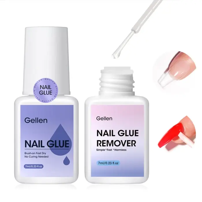 GELLEN Professionnel 4 en 1 Colle à ongles en gel 100ml Adhésif puissant durcissant aux UV pour exte