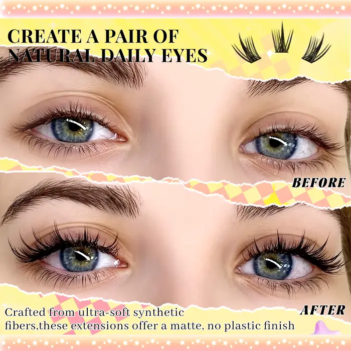 FQB – Kit de grappes de cils Manga, avec liaison et joint de cils, Extensions de cils, plateau mixte