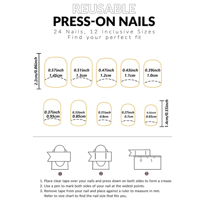 24 pièces ongles de Style presse carrée