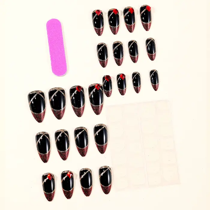 Faux ongles mi-longs pour femmes et filles