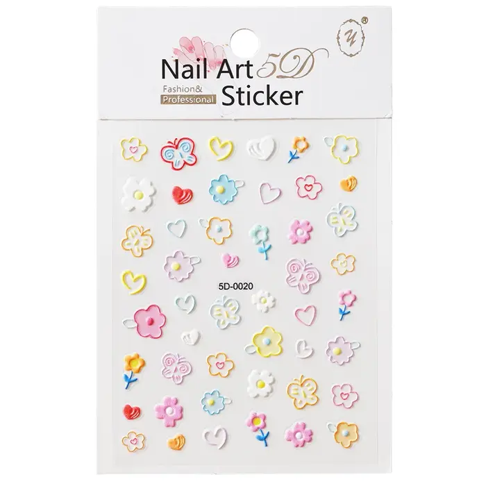 Autocollant 5D Macaron fleur/fruits pour ongles, breloques en relief ours/lapin/lettre N64.Slider, d