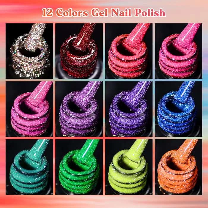 8/12 pièces paillettes Gel vernis à ongles ensemble
