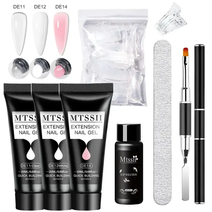 8 pièces/ensemble 20ml ensemble de Gel d'extension rapide clair rose ongles UV Gel pointe forme acrylique tranche