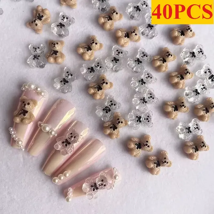 Breloques pour ongles en forme d'ours