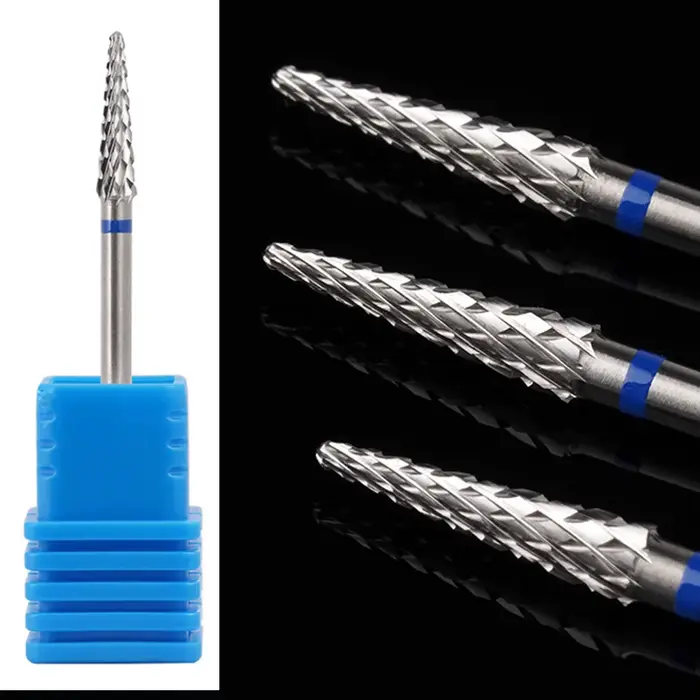 Jeu de forets à ongles pour ongles en acrylique, perceuse à ongles de forme conique en acier au tung