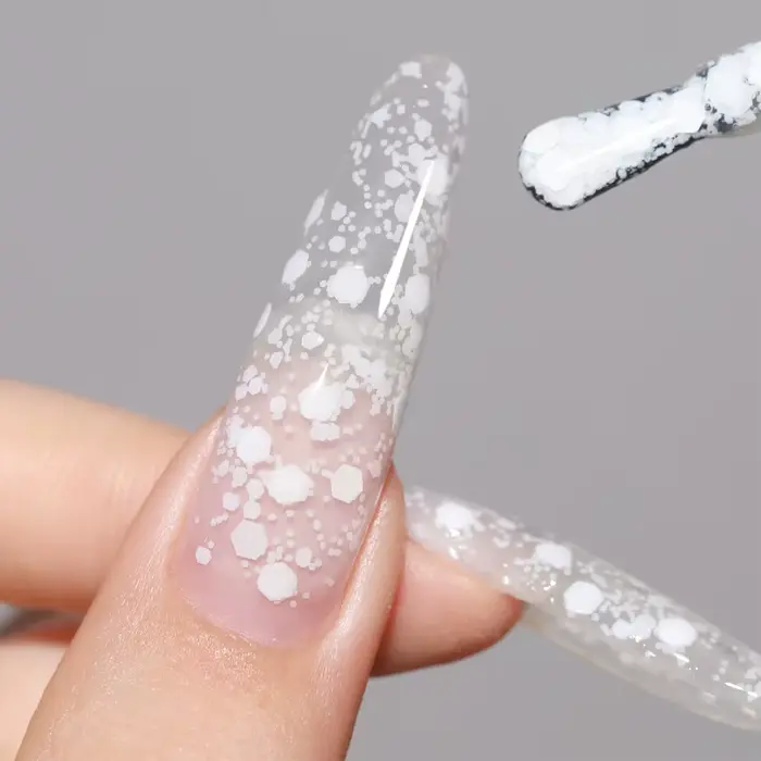 QAZIXU 8ml flocon de neige Gel vernis à ongles UV LED Semi Permanent blanc rose paillettes