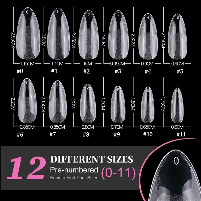 600 faux ongles en forme d'amande de taille moyenne