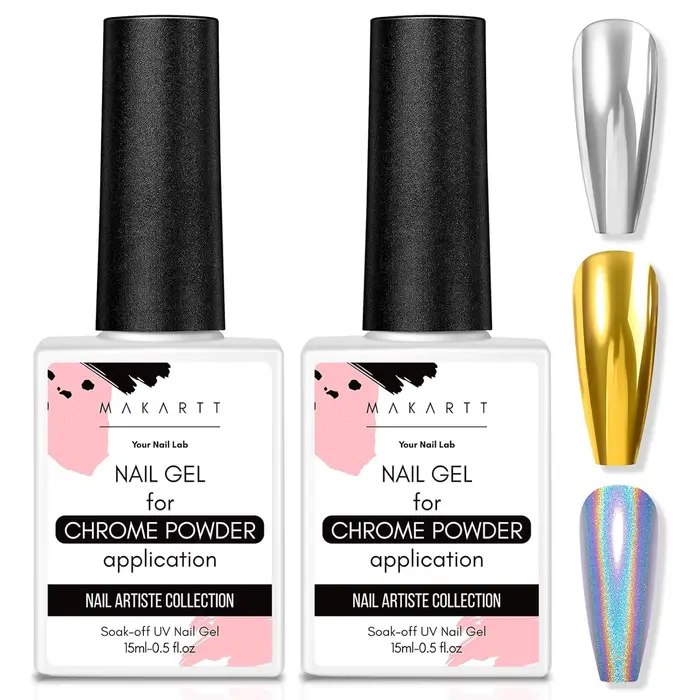 Top Coat Gel pour Poudre Chrome : Effet Miroir Brillant