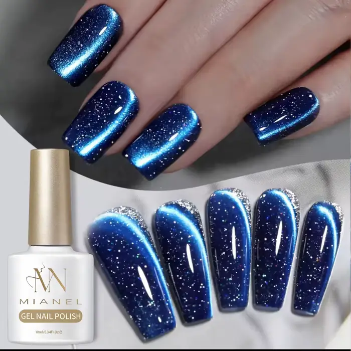 MIANEL 10ML Vernis à ongles gel effet œil de chat bleu profond 2026