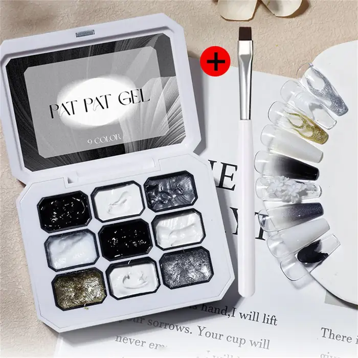 1 set/2 pièces Gel vernis à ongles noir et blanc