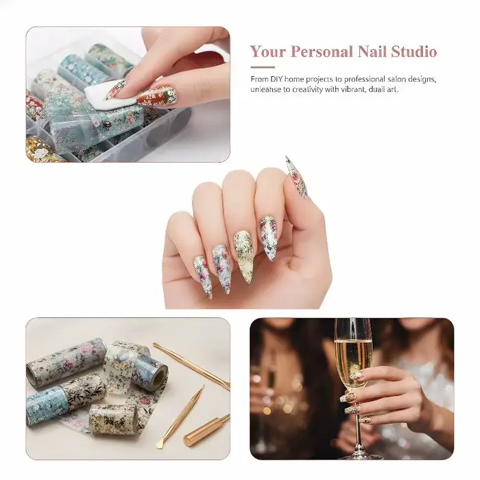 Feuilles de transfert pour nail art motif Rose Fleur