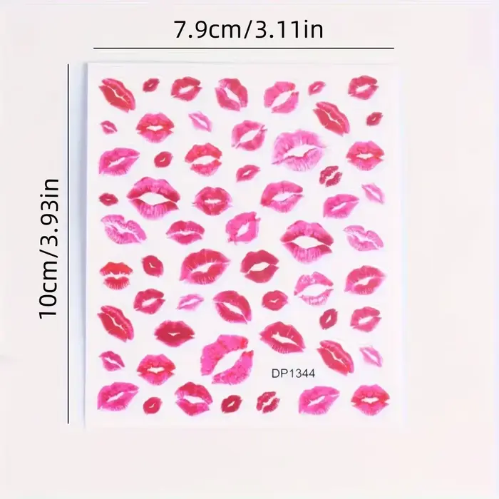 Autocollants pour ongles imprimés Fantasy Heart & Kiss