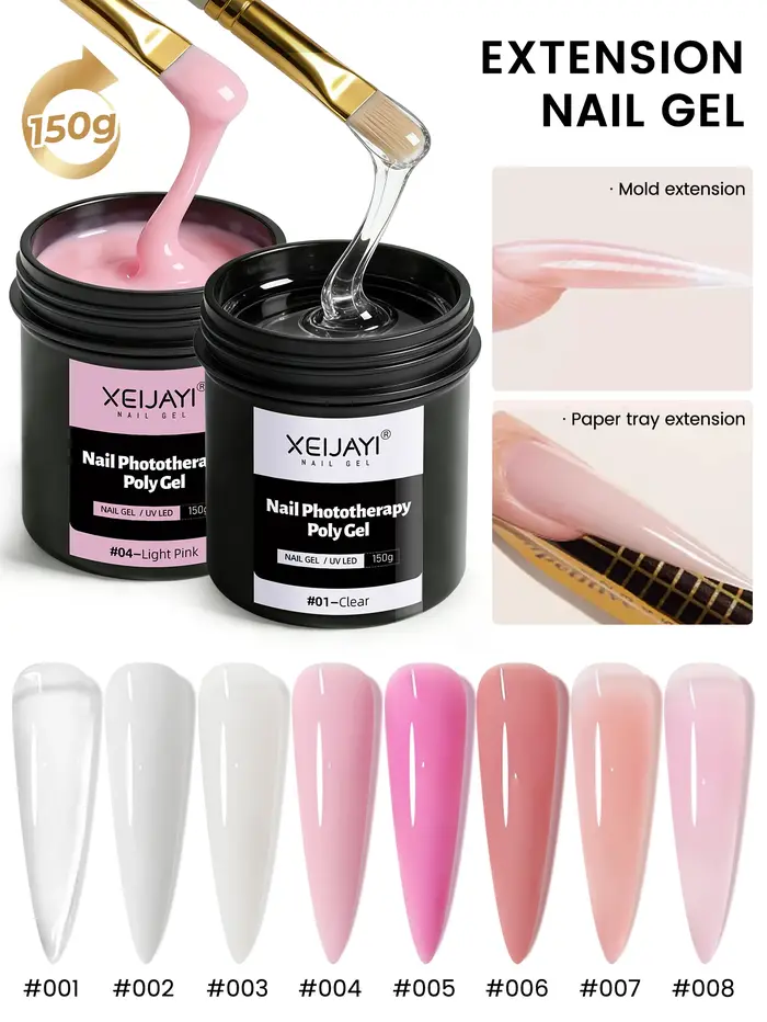 XR-Gel d'extension d'ongles UV LED durci, 150g, acrylique, cristal, salon à domicile, N64.DIY