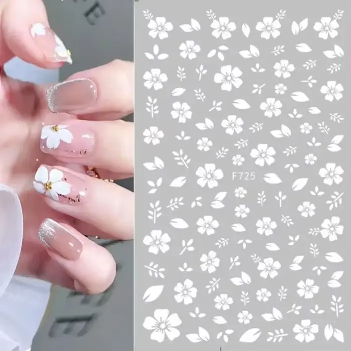 Autocollants pour ongles 3D en fleurs de cerisier