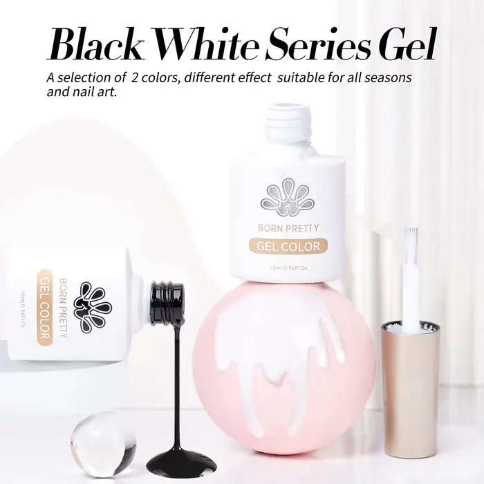 Vernis à ongles gel noir et blanc BORN PRETTY 10ml