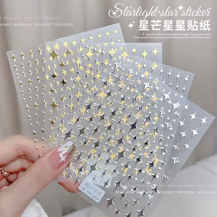 Autocollants 3D étoile or argent pour Nail Art