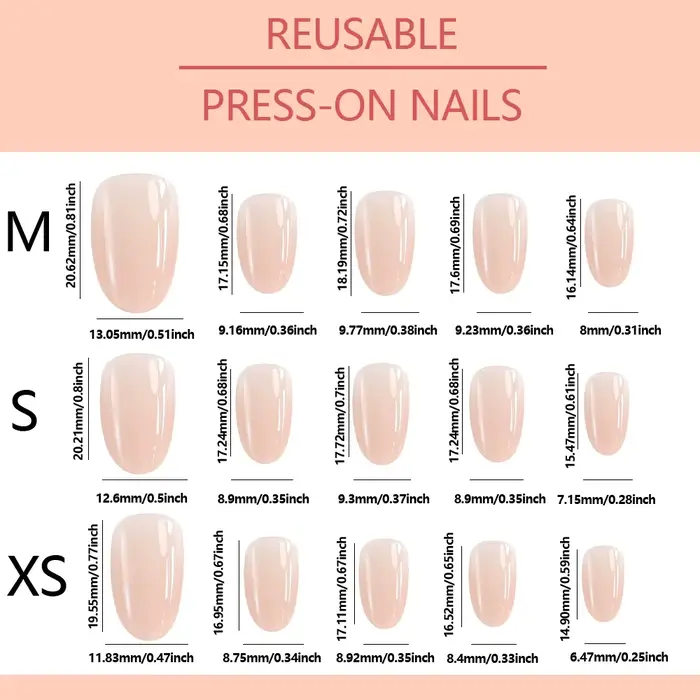 150 pièces dégradé nu court amande faux ongles XS/S/M taille brillant couverture complète presse