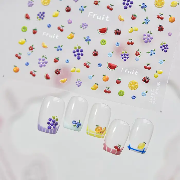 Mini autocollants 5D pour ongles en forme de tranches de fruits (pastèque
