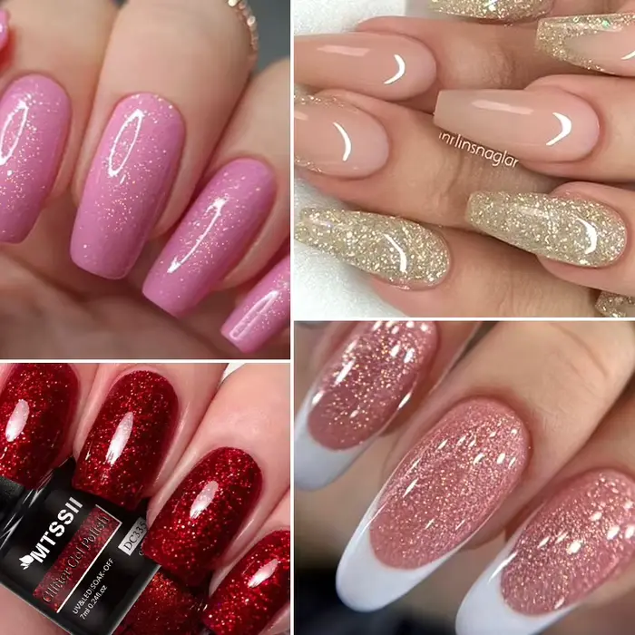 Vernis à ongles gel pailleté rose