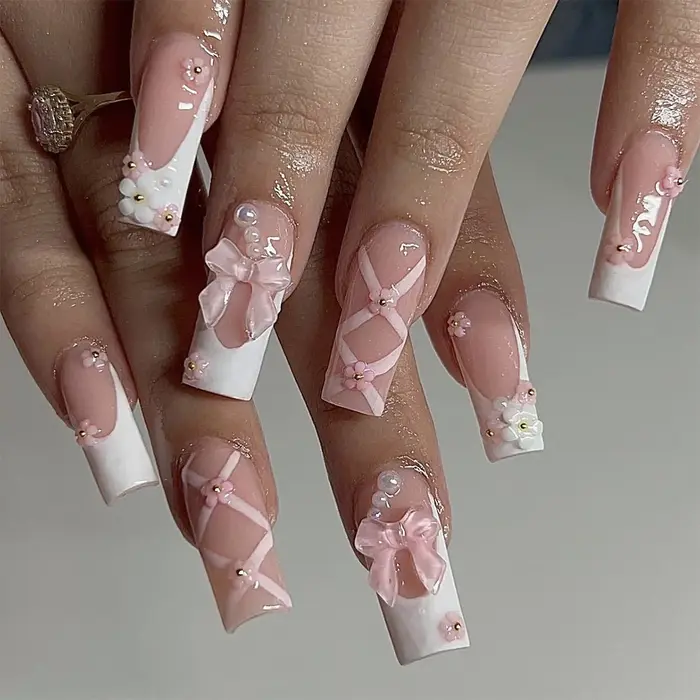 24 faux ongles en forme de cercueil + 1 lime à ongles + 1 gelée