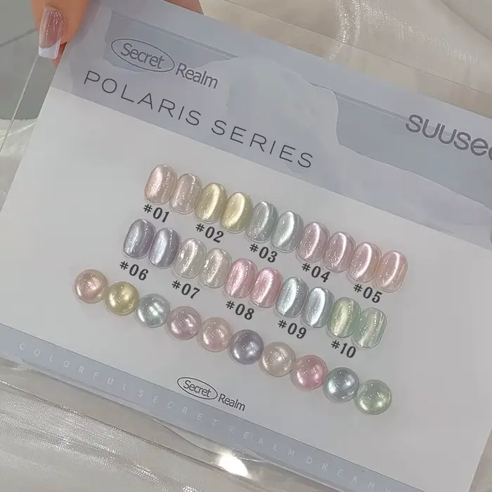 MIANEL 2026 – Nouvelle Collection Estivale : Vernis à Ongles Gel Effet Œil de Chat Soie Perles de Verre Exquises Polaris – Rose et Bleu