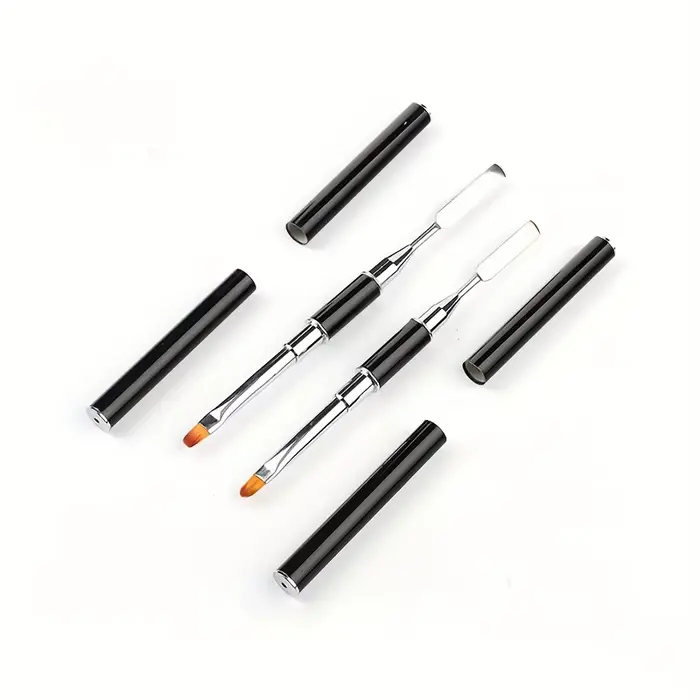 Pinceau à ongles et spatule pour gel acrylique, 2 en 1, outil de brosse à ongles, N64.Extension