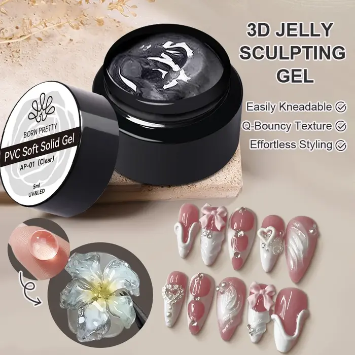 BORN PRETTY 15ml Gel d'extension de main antiadhésif transparent 3D façonnage sculpture Nail Art Gel dur solide