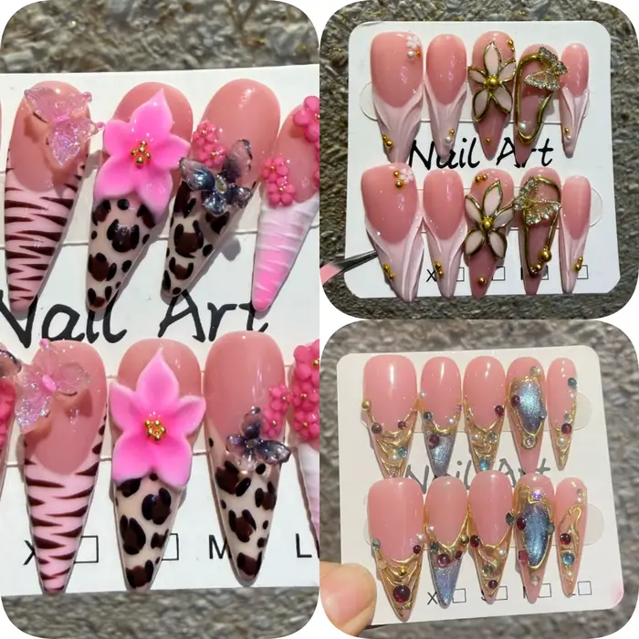 10 faux ongles longs à imprimé léopard pour Spice Girl