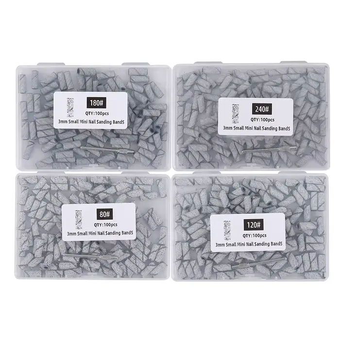 Bandes de ponçage des ongles de 3mm, grain 80/120/180/240, Mini foret à ongles électrique, accessoir