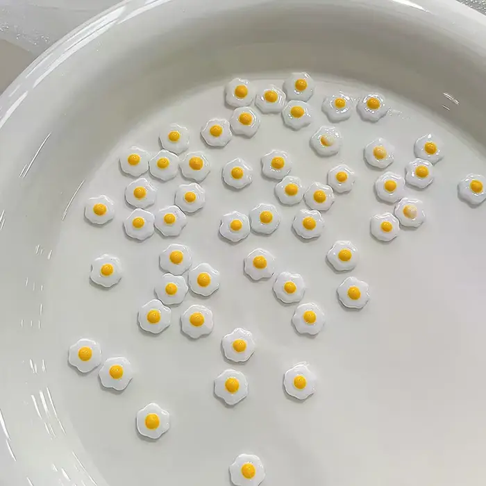 Mini œufs pochés 3D, décorations pour Nail Art