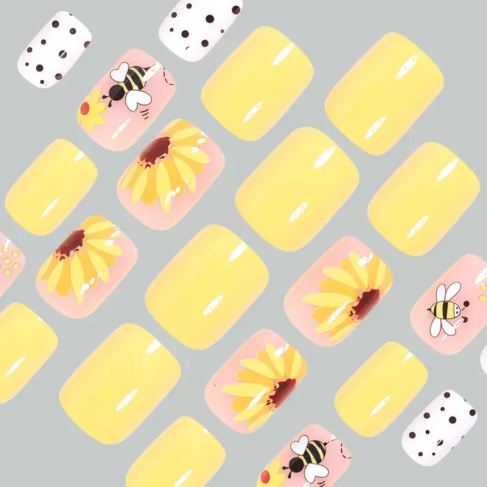 Faux ongles carrés courts pour femmes et filles