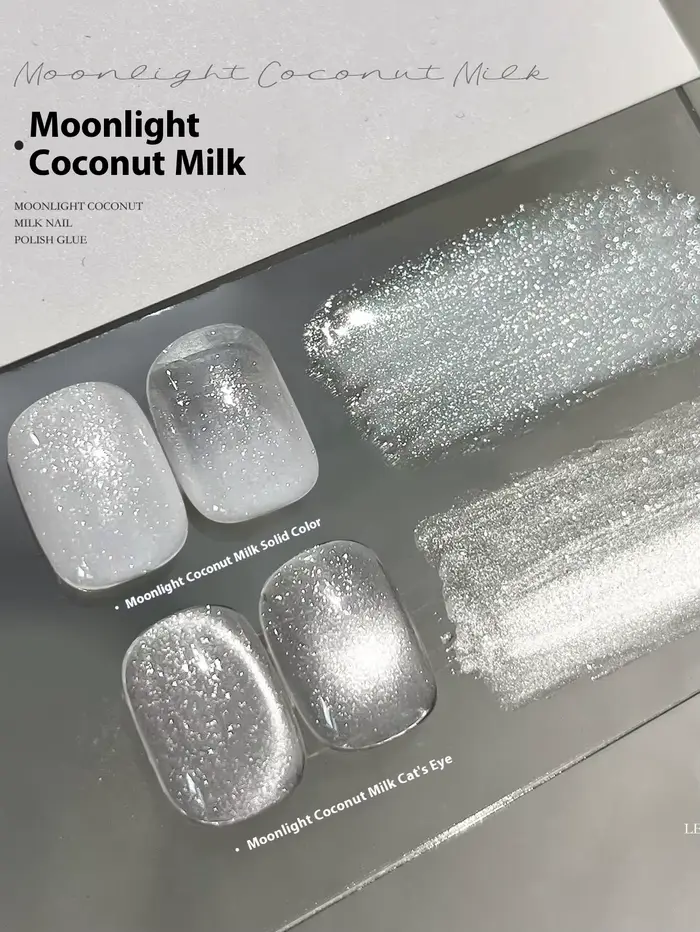 MIANEL 2026 Été Lueur de Lune Lait de Coco Blanc Effet Œil de Chat Vernis à Ongles Gel Magnétique Brillant Nuit Incluant