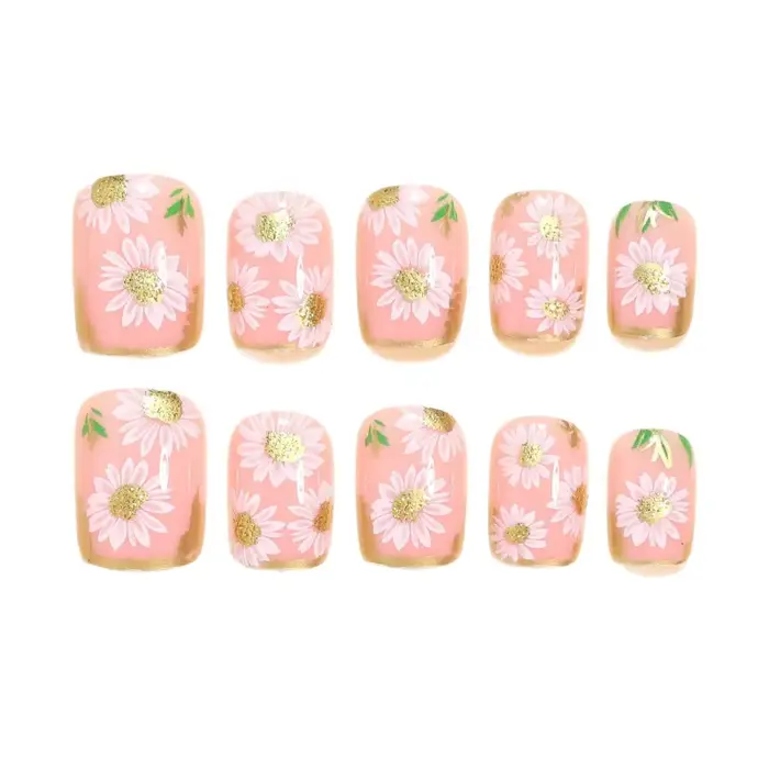 24 faux ongles à presser printemps-été