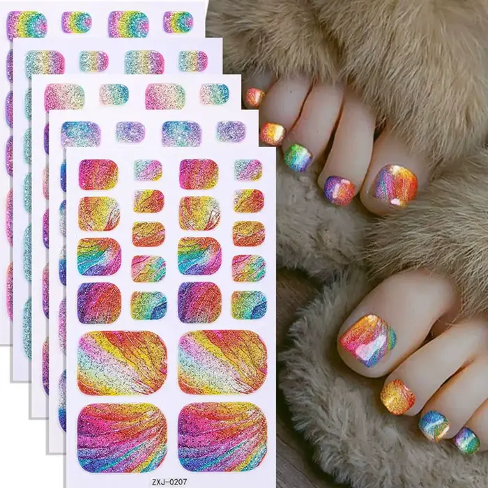 22 bandes/feuille de bandes adhésives en gel semi-durci pour ongles de pieds