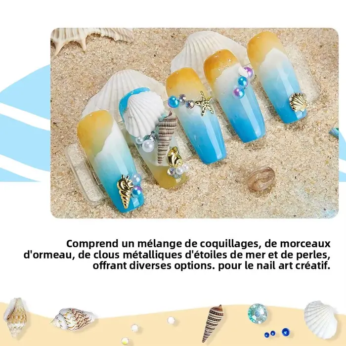 Ensemble de décoration d'ongles 3D sur le thème de l'océan hawaïen