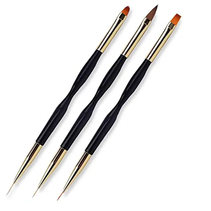 LINMANDA – ensemble de 3 pinceaux pour Nail Art, avec stylos pour vernis Gel et brosse de revêtement