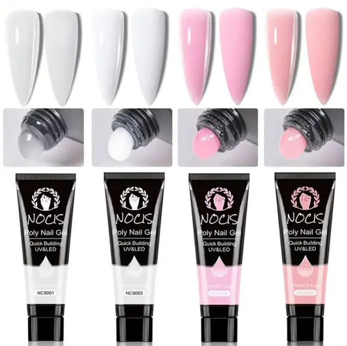 Kit d'extension d'ongles en polygel 4 couleurs NOCIS - Gel de construction résistant et durable avec