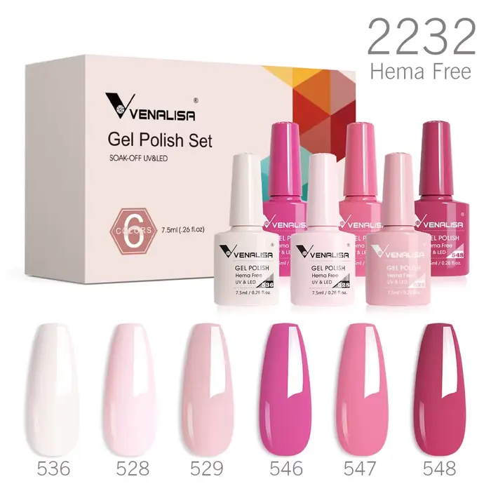 6 pièces/ensemble VIP5 Venalisa Gel vernis à ongles HEMA gratuit gelée rose couleur nue