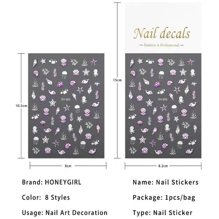 Autocollants pour ongles de dessin animé océan