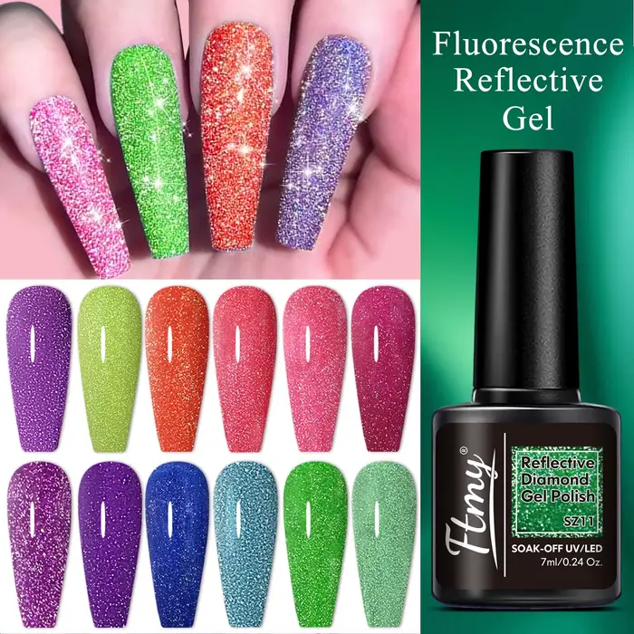 Lot de 10 vernis à ongles gel pailleté - Vernis brillant