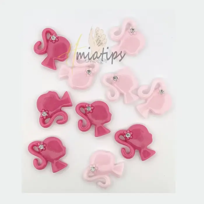 Breloques à ongles Kawaii pour fille rose 3D